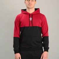 Чоловіча спортивна двоколірна кофта-кенгуру adidas бордово-чорна, Ростовка (4 шт)