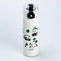 Термос Panda 500 мл з кришкою фліп топ та трубочкою, білий