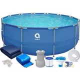 Круглий каркасний басейн Avenli (305 x 76 см) для дорослих і дітей, комплектація 19в1, Синій