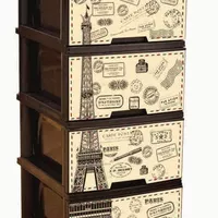 Комод на 4 ящика с декором "Париж" коричневый Алеана