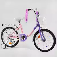 Велосипед 18" дюймов 2-х колёсный "CORSO Fleur" FL - 97014 (1) U-образная стальная рама, ручной тормоз, корзинка, украшения, собран на 75
