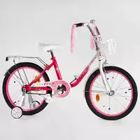 Велосипед 20" дюймов 2-х колёсный "CORSO Fleur" FL - 86633 (1) U-образная стальная рама, ручной тормоз, корзинка, украшения, собран на 75
