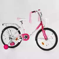 Велосипед 20" дюймов 2-х колёсный "CORSO Fleur" FL - 79307 (1) U-образная стальная рама, ручной тормоз, корзинка, украшения, собран на 75