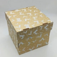 Коробка  "Олени" 19*19*17 см (золотоая с кришкой)
