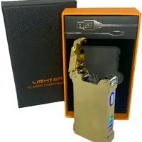 Дугова електроімпульсна запальничка з USB-зарядкою⚡️ліхтариком???? LIGHTER HL-437-Golden-ice
