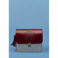 Фетровая женская бохо-сумка Лилу с кожаными бордовыми вставками