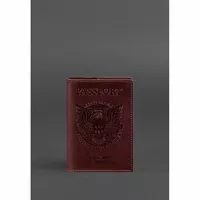 Кожаная обложка для паспорта с американским гербом бордовая