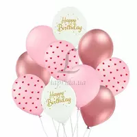 Набор воздушных шаров "Happy birthday сердечки" 10шт. 251-8336
