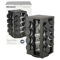 Набор ёмкостей Ofenbach черная для специй 16шт на подставке для сервировки стола KM-101002