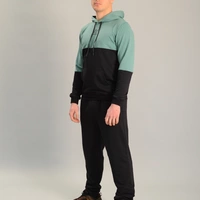 Чоловічий спортивний костюм із кофтою-кенгуру adidas м'ятно-чорний, Ростовка (4 шт)