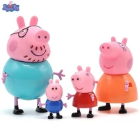 Набір фігурок Свинка Пеппа RESTEQ. Ігрові фігурки з мультфільму Peppa Pig 4 шт. Іграшка Порося Джордж, Папа Свин, Мама Свинка