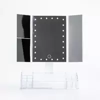 Косметичне дзеркало з LED-підсвічуванням потрійне сенсорне з органайзером