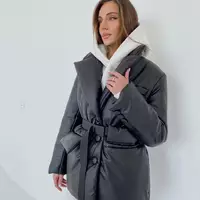 Зимова та демісезонна куртка KYTYUR з екошкіри на силіконі чорного кольору