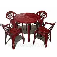 Набор пластиковой мебели для сада, дома и кафе стол Круг и стулья Луч
