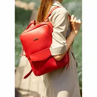 Кожаный городской женский рюкзак на молнии Cooper красный