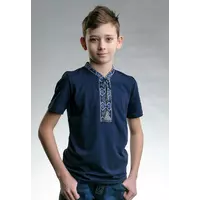 Классическая детская футболка с вышивкой «Казацкая (синяя вышивка)»